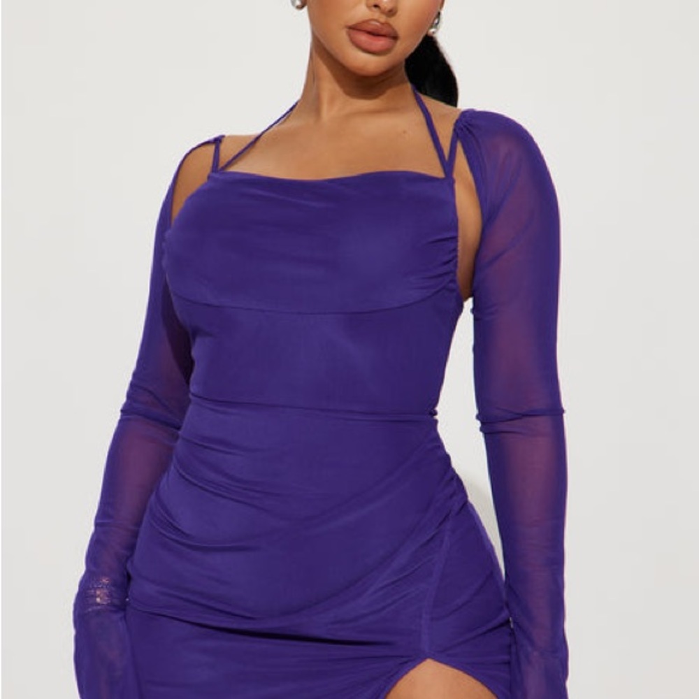 Fashion Nova Vibrant Purple Long Sleeve Dress